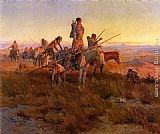 Charles Marion Russell Canvas Paintings - In the Wake of the Buffalo Hunters